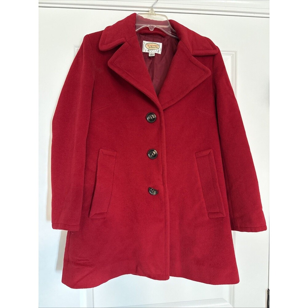 Talbot's Red Angora Wool Blend Dress Coat Women's 4 PS Petite FLAW